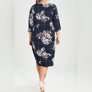 Junarose Women Navy Blue Printed A-Line Dress Size 14